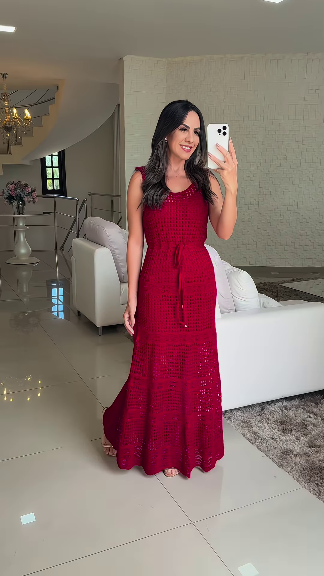 ❤️ Elegant Ruby Crochet Maxi Dress – Timeless Beauty with a Modern Touch ❤️