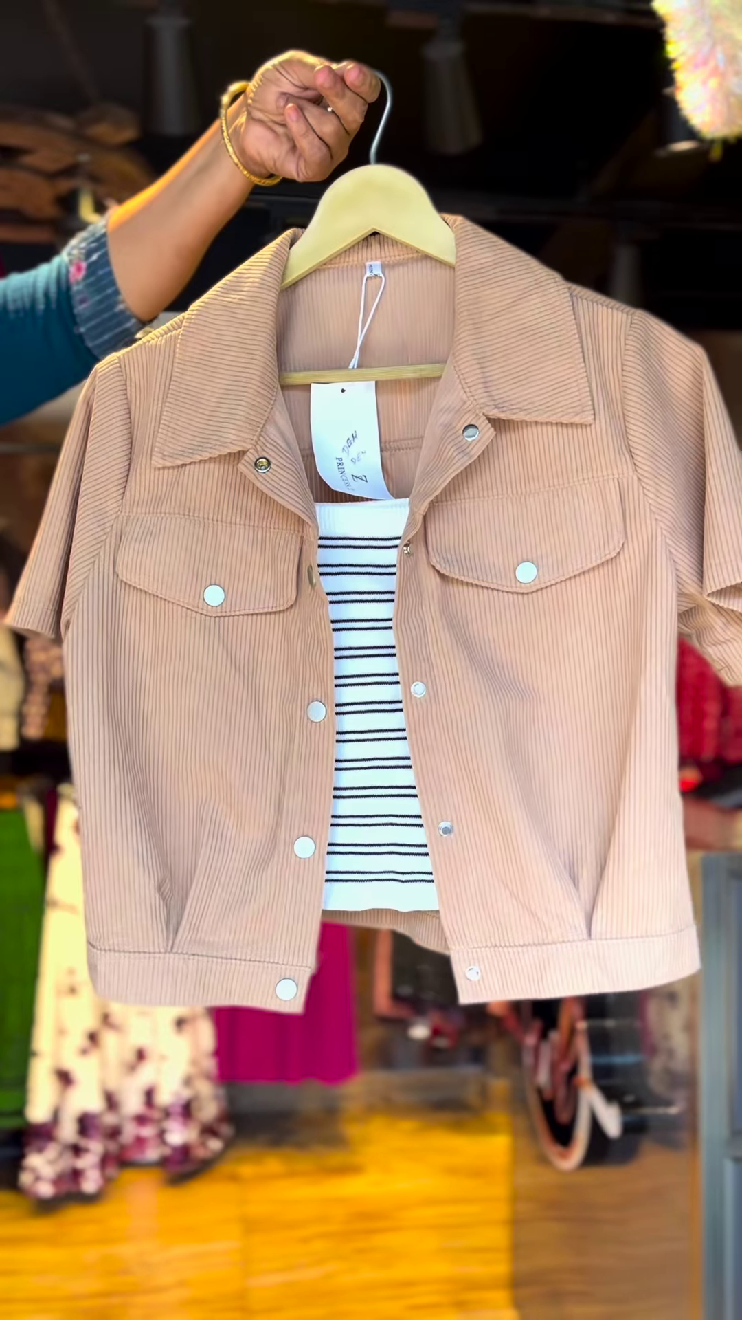 ✨ Chic Corduroy Jacket & Striped Tank Co-ord Set – Effortless Elegance ✨
