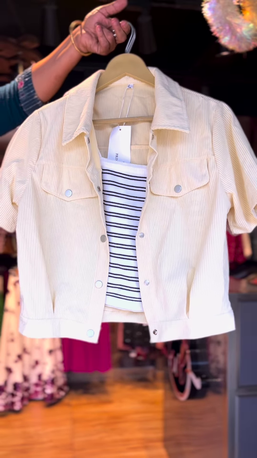 ✨ Chic Corduroy Jacket & Striped Tank Co-ord Set – Effortless Elegance ✨