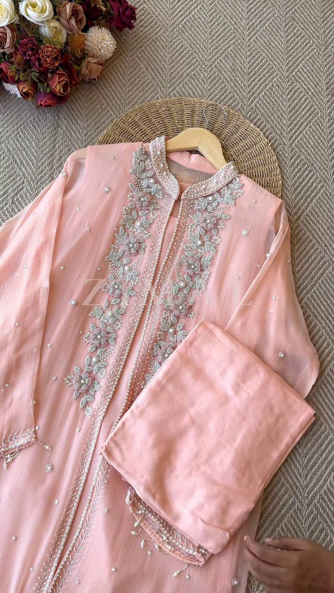 ✨ Ethereal Elegance – Handcrafted Embroidered Chiffon Suits ✨