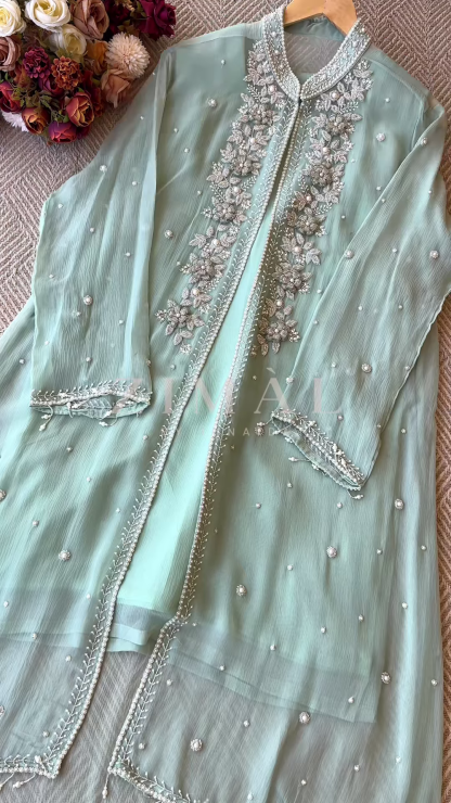 ✨ Ethereal Elegance – Handcrafted Embroidered Chiffon Suits ✨