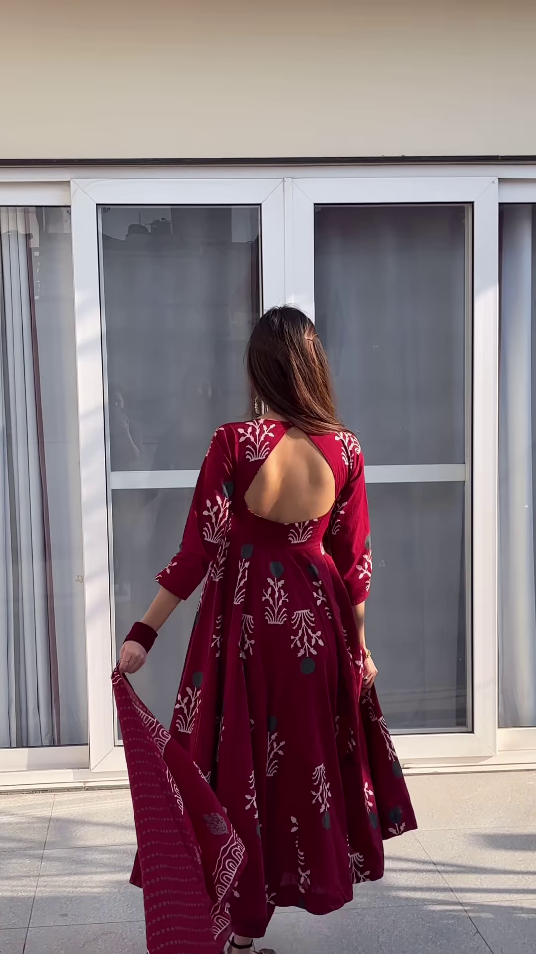 🌹 Timeless Grace – Maroon Ethnic Anarkali Set 🌹