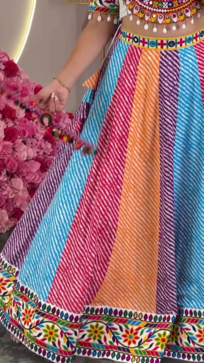 Attractive Multi Color Embroidery Work Lehenga Choli Designs