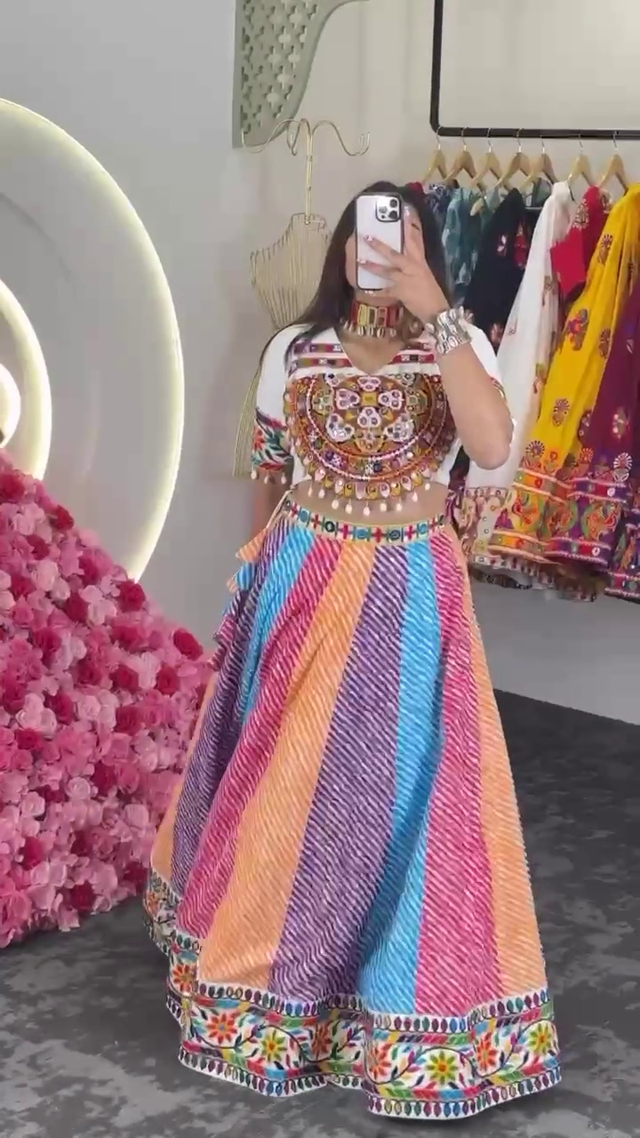 Attractive Multi Color Embroidery Work Lehenga Choli Designs