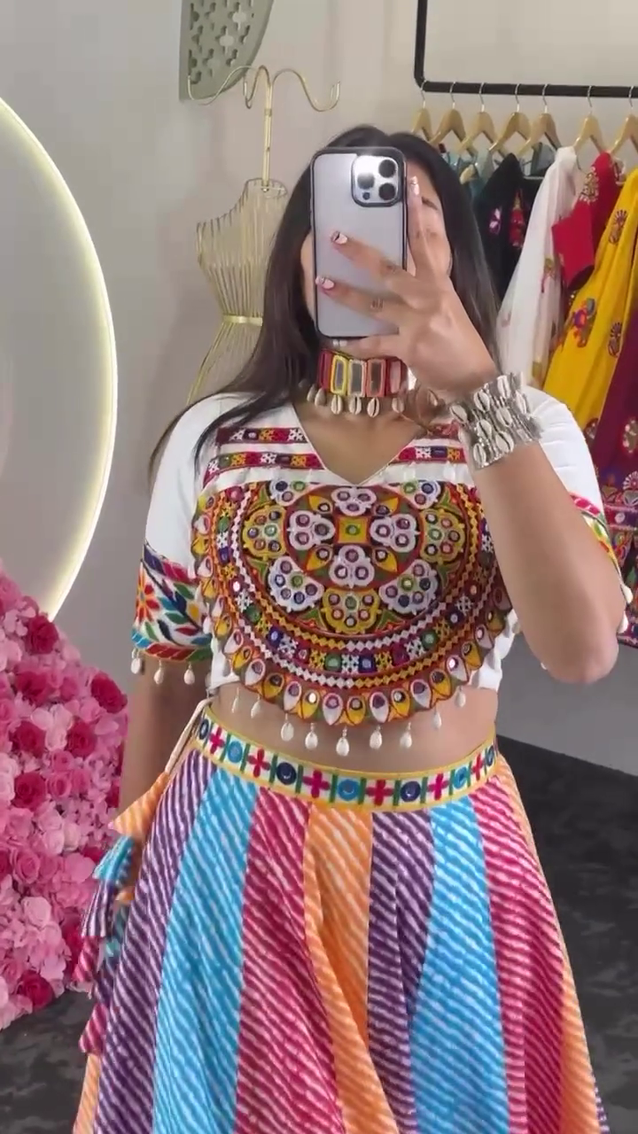 Attractive Multi Color Embroidery Work Lehenga Choli Designs