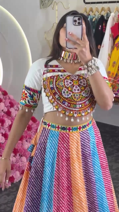 Attractive Multi Color Embroidery Work Lehenga Choli Designs