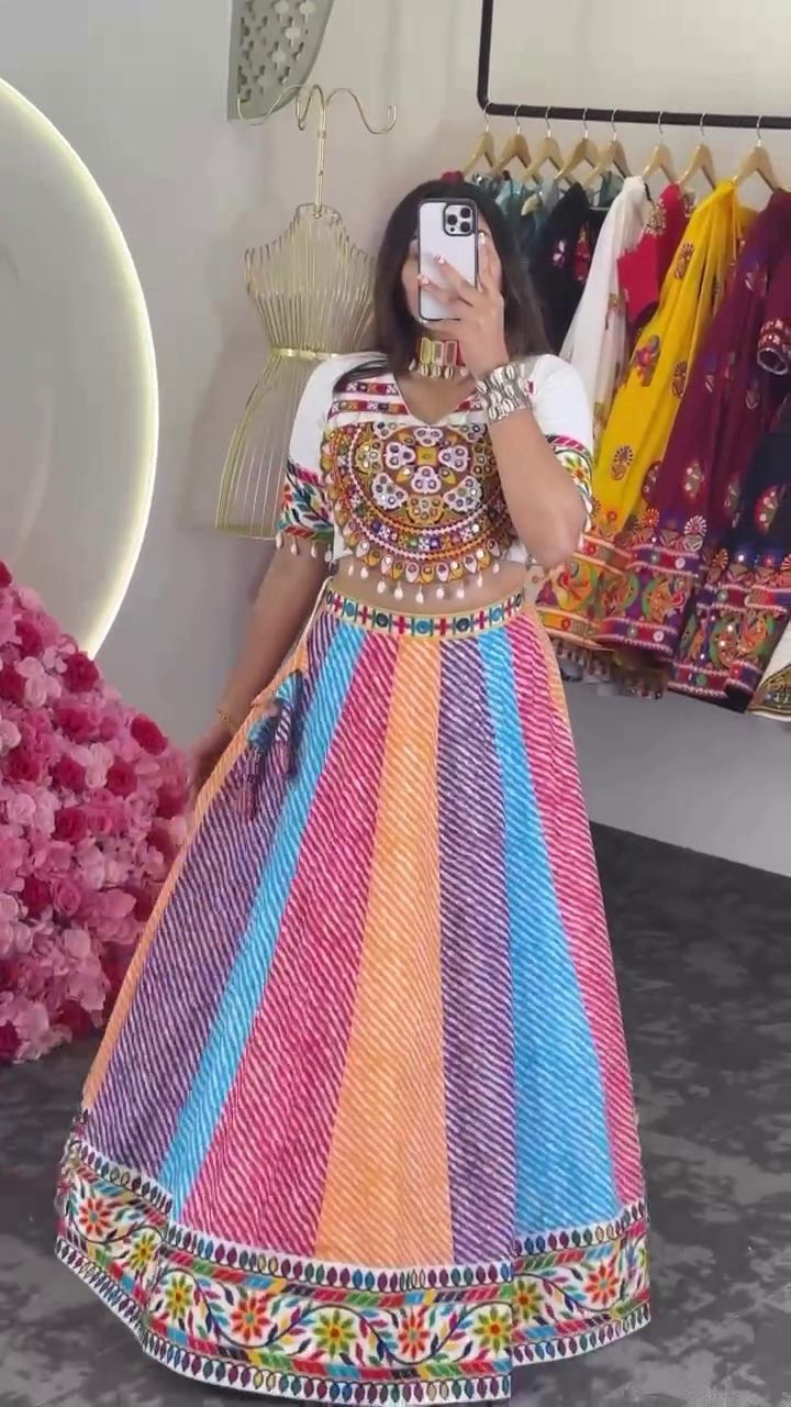Attractive Multi Color Embroidery Work Lehenga Choli Designs