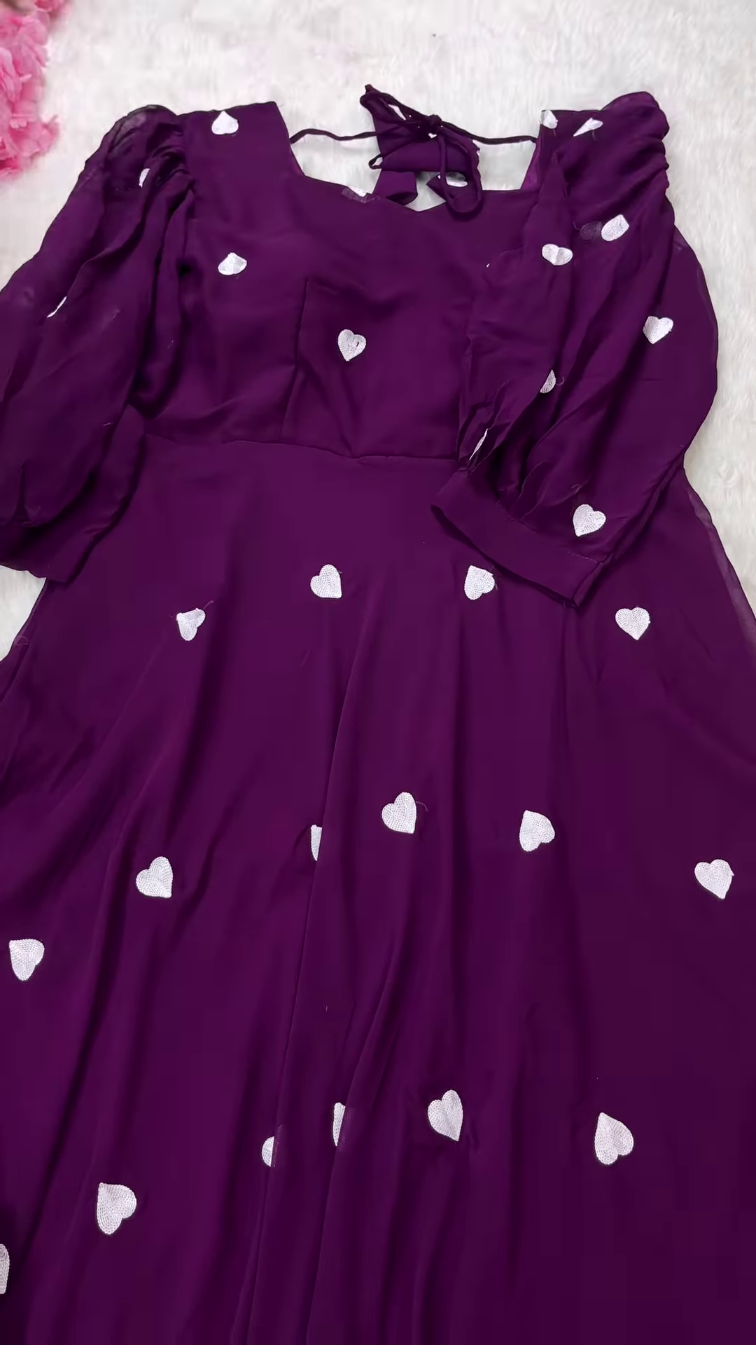 💜 Enchanting Purple Heart-Print Anarkali Set 💜