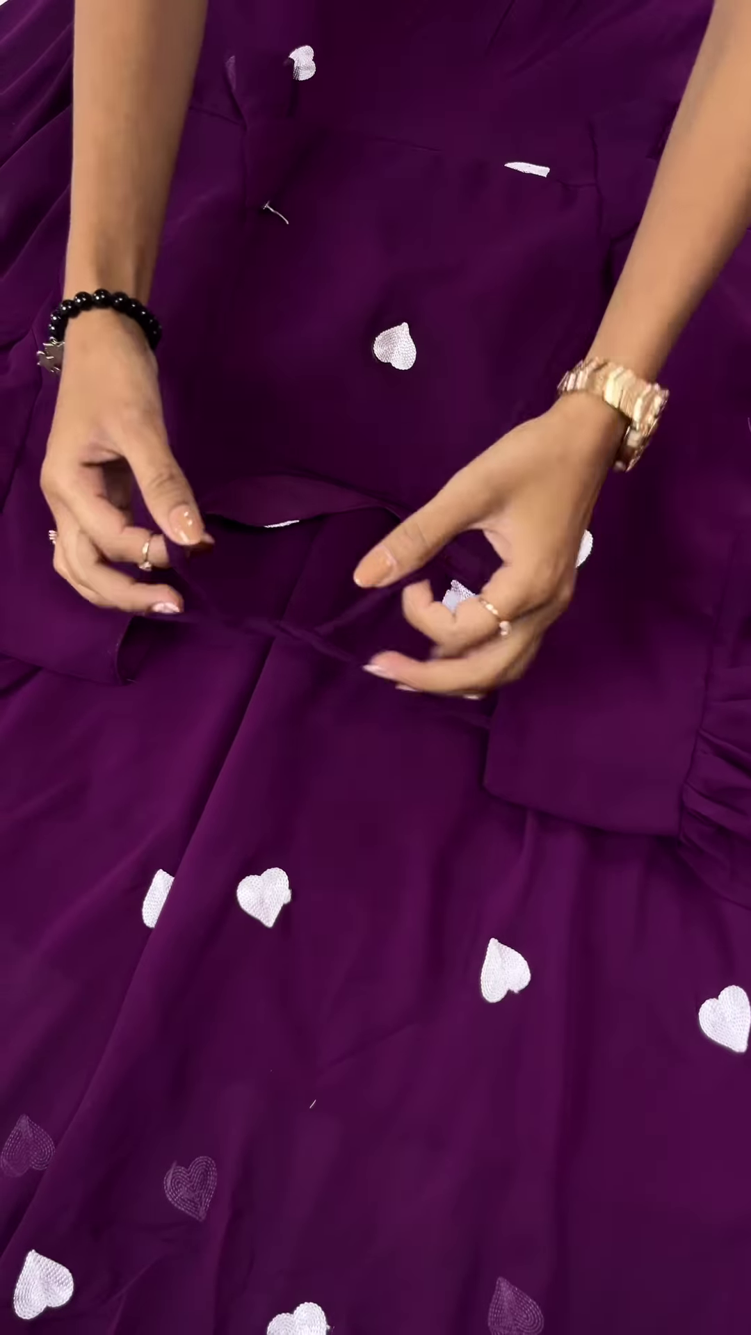 💜 Enchanting Purple Heart-Print Anarkali Set 💜
