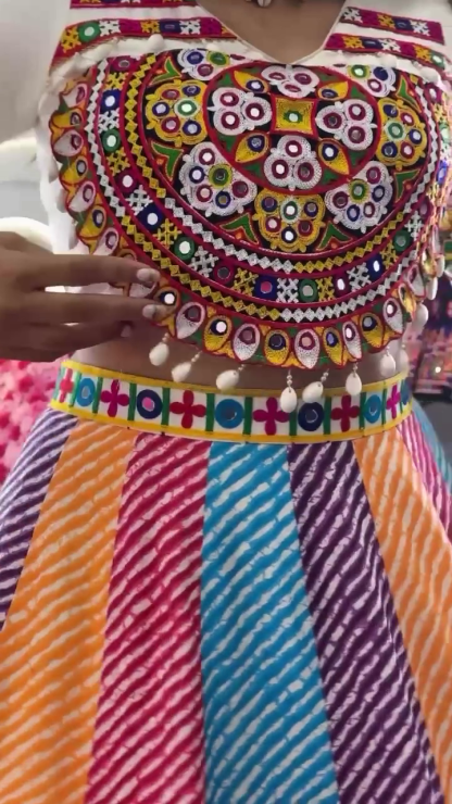 Attractive Multi Color Embroidery Work Lehenga Choli Designs