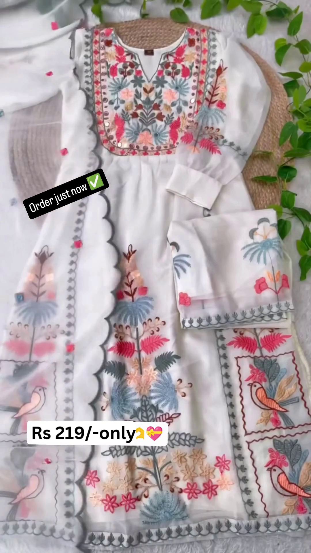 Floral Embroidered Kurta Set with Dupatta
