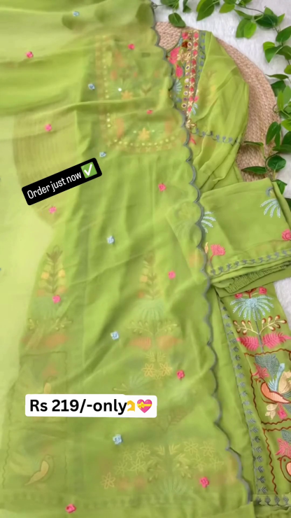 Floral Embroidered Kurta Set with Dupatta