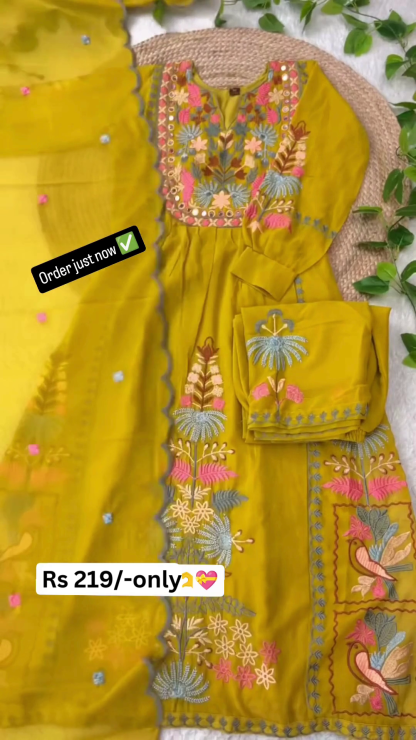 Floral Embroidered Kurta Set with Dupatta
