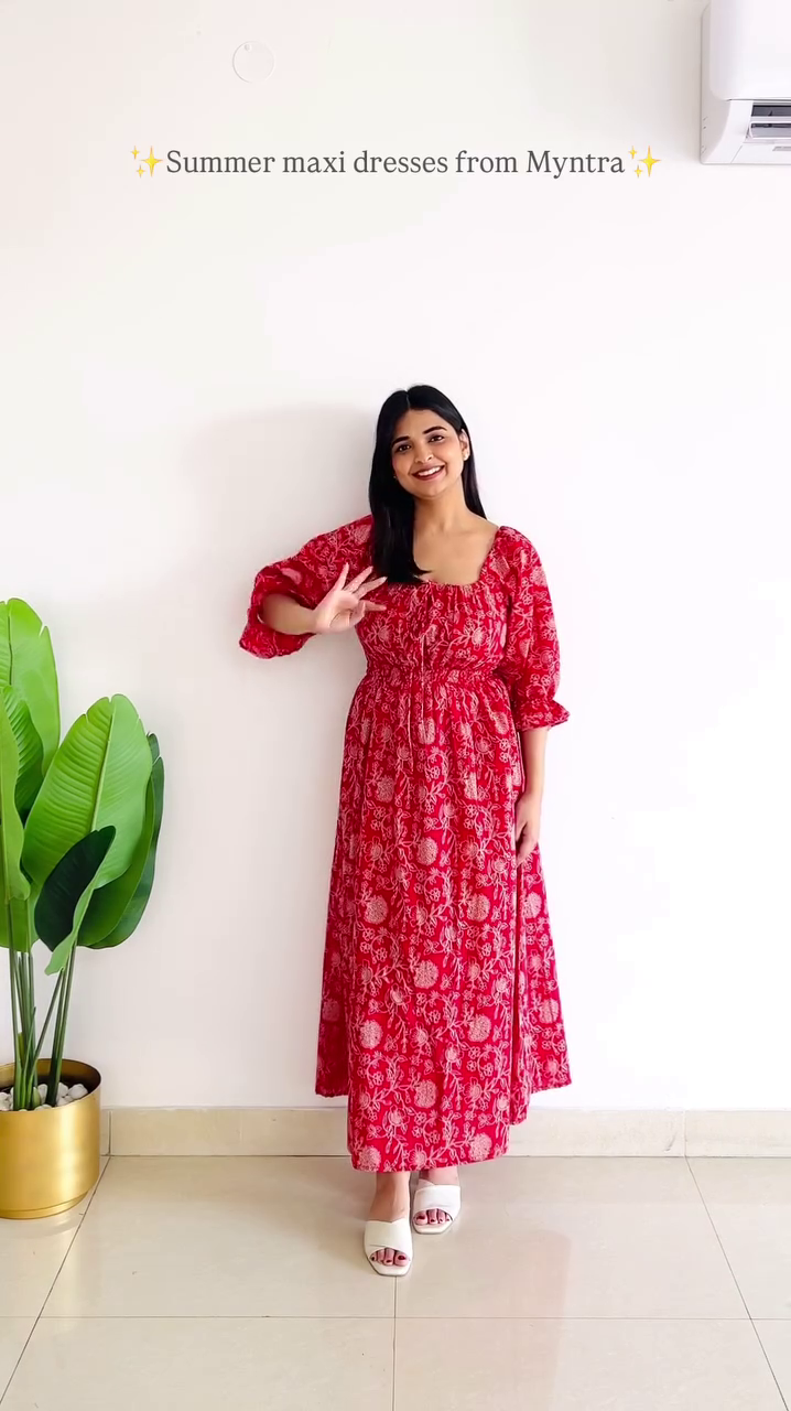 Tropical Leaf Print Cotton Maxi Dress – Breezy Summer Vibes 🌿