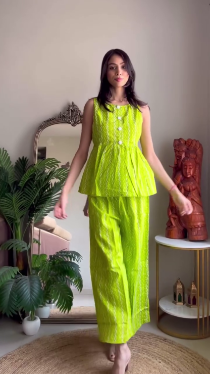 Lime Green Sleeveless Co-ord Set – Summer Chic & Comfy 🍋