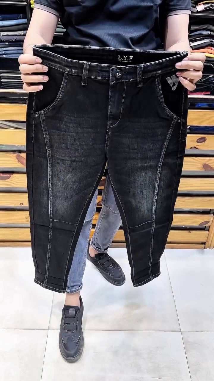 Men’s Panel-Stitched Tapered Denim – Street-Ready Vibes 👖