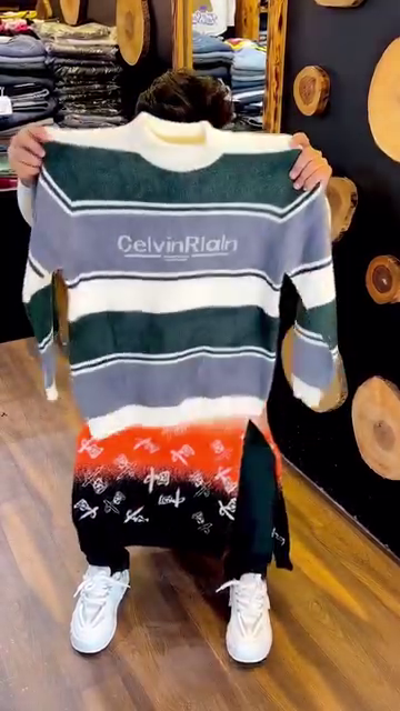 Men’s Graphic Checkered Knit Sweater – Retro Streetwear Vibes 🧶