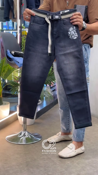 Men’s Denim Cargo Jeans with GTR Patch – Urban Street Style 🧢