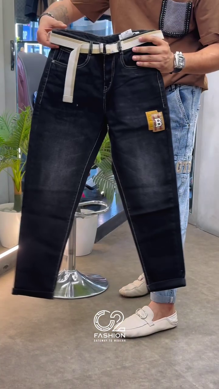 Men’s Denim Cargo Jeans with GTR Patch – Urban Street Style 🧢