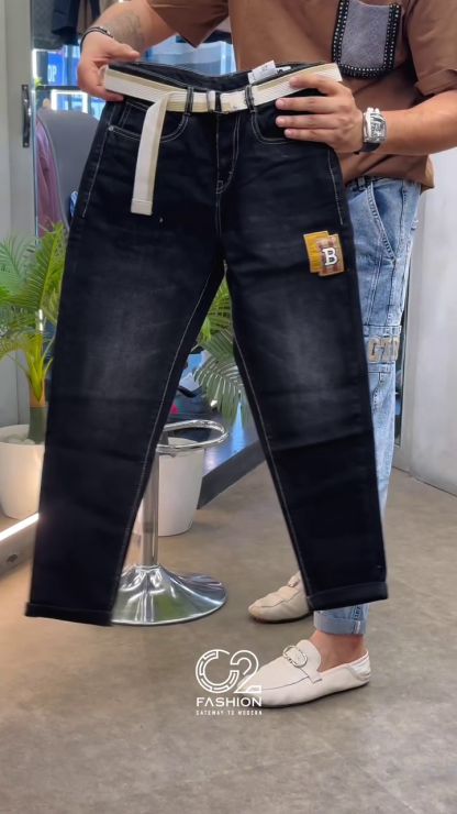 Men’s Denim Cargo Jeans with GTR Patch – Urban Street Style 🧢