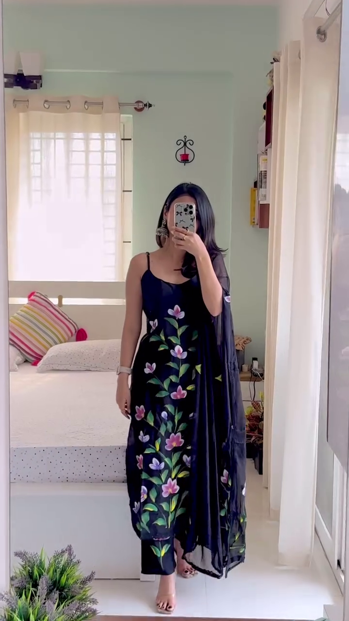 Floral Print Cotton Kurta Set with Contrast Dupatta – Available in 6 Colours