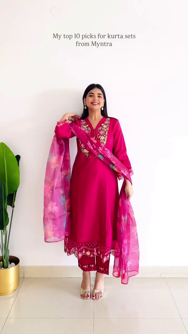 Anarkali Style Kurta Set with Gota Embroidery – 10 Colour Options