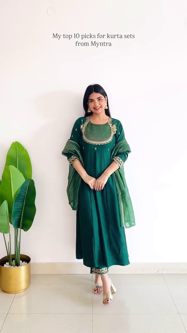 Anarkali Style Kurta Set with Gota Embroidery – 10 Colour Options
