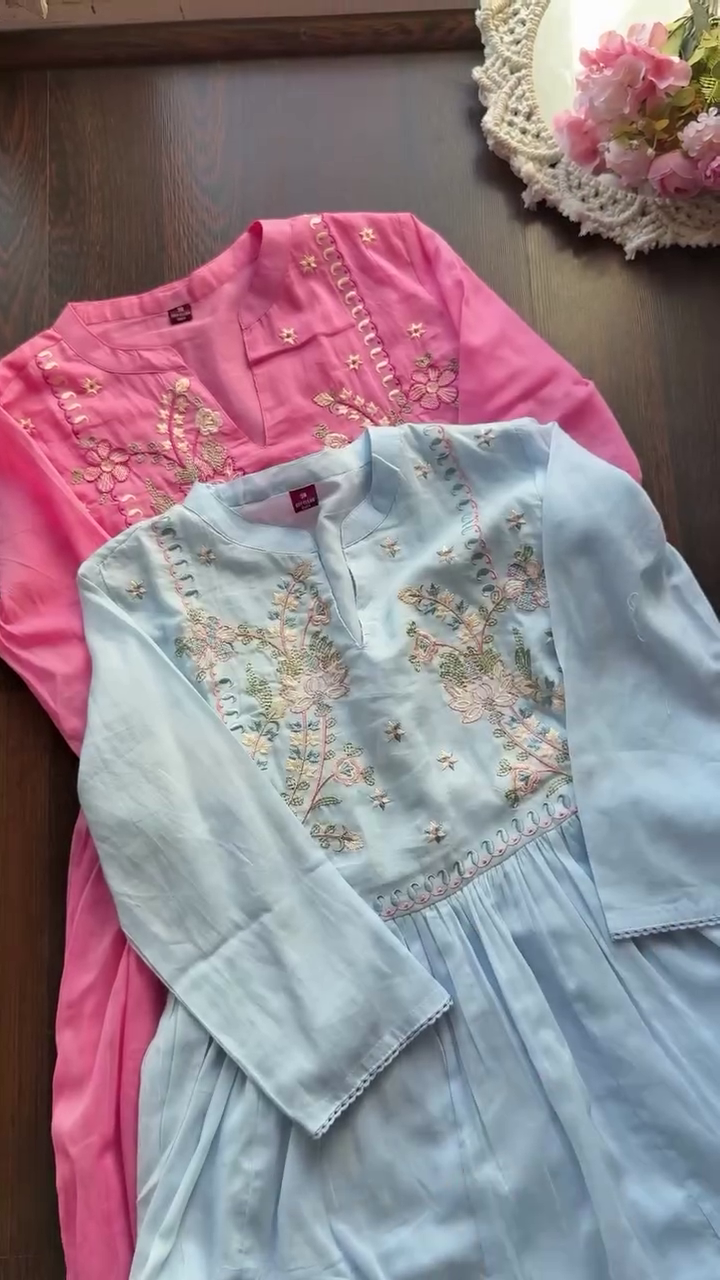 Pastel Embroidered Cotton Kurtas – Soft Everyday Elegance