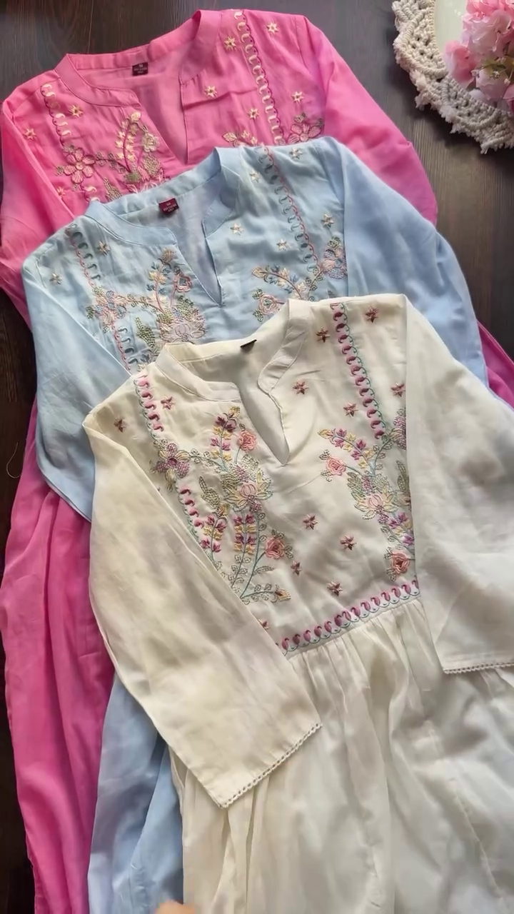 Pastel Embroidered Cotton Kurtas – Soft Everyday Elegance