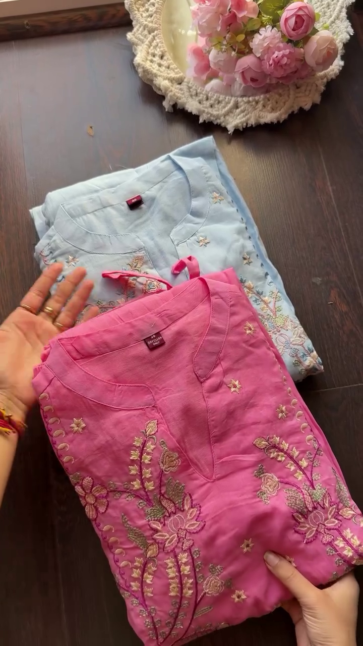 Pastel Embroidered Cotton Kurtas – Soft Everyday Elegance