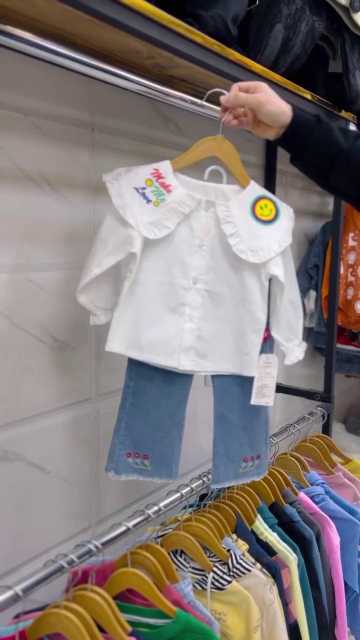 Stylish Boys’ Casual Set – Denim Jeans & Button-Up Shirt (1–4 Years)