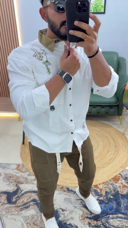 Men’s Casual Floral Shirt & Cargo Pant Set – 4 Colors Available