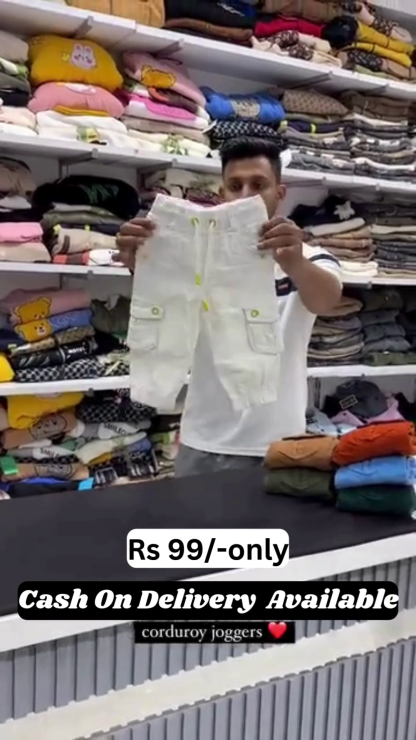 Kids’ Corduroy Cargo Joggers – Only ₹99! | COD Available 💥