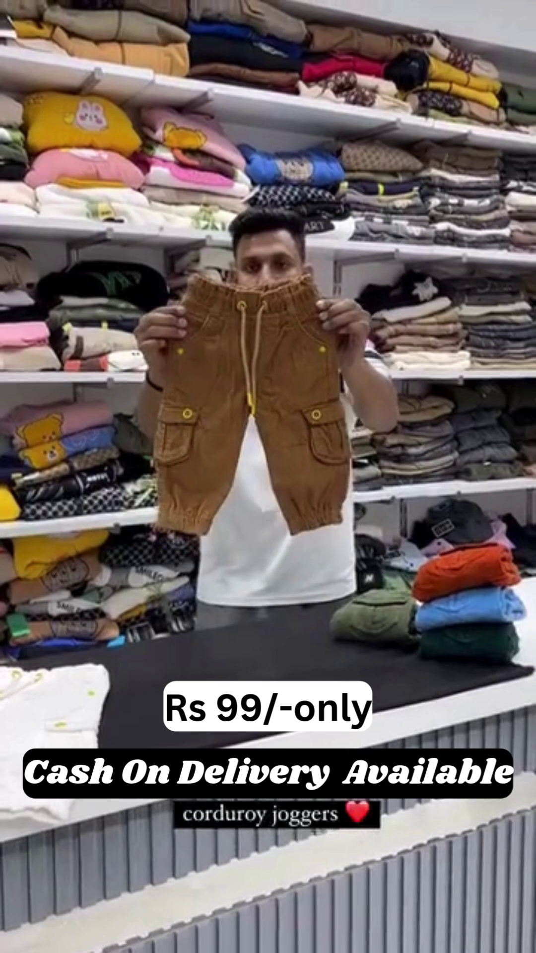 Kids’ Corduroy Cargo Joggers – Only ₹99! | COD Available 💥