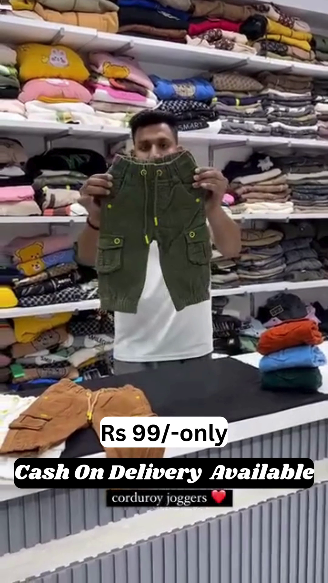 Kids’ Corduroy Cargo Joggers – Only ₹99! | COD Available 💥