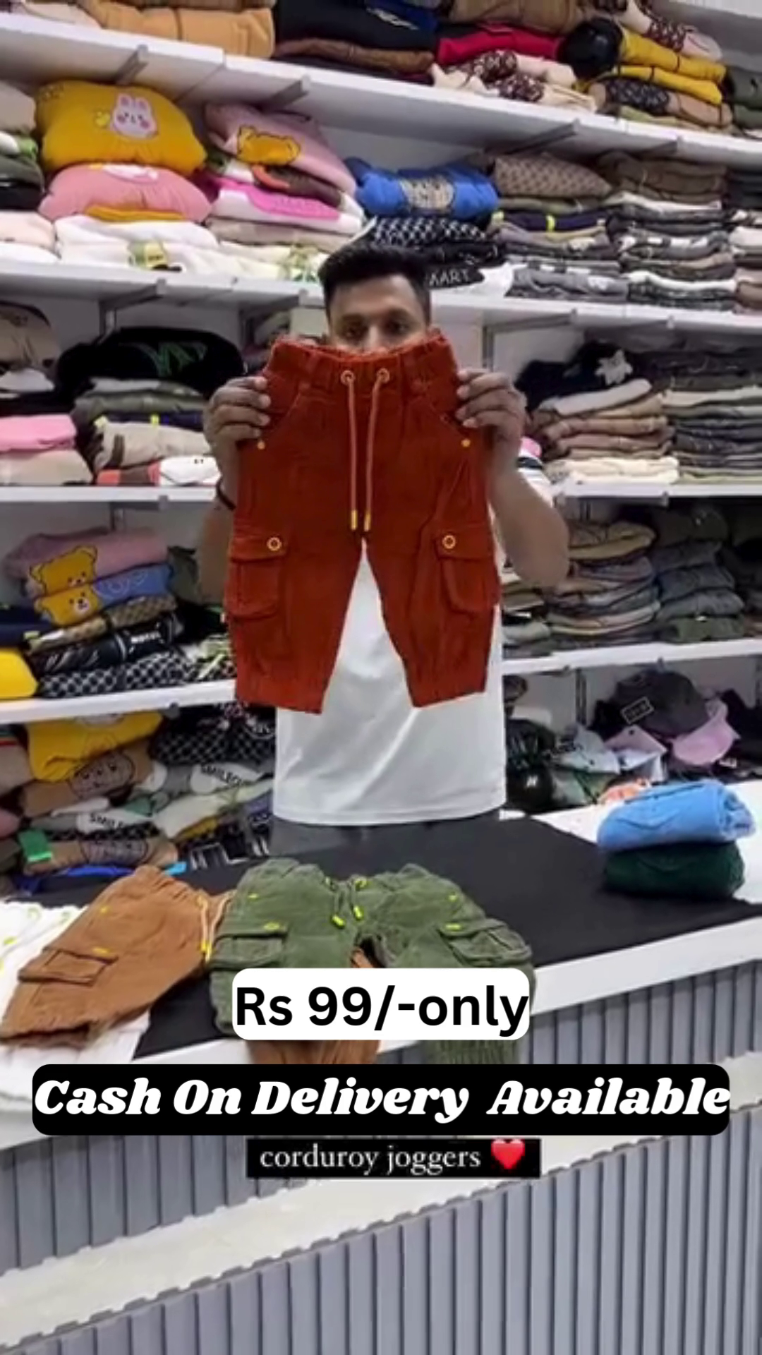 Kids’ Corduroy Cargo Joggers – Only ₹99! | COD Available 💥