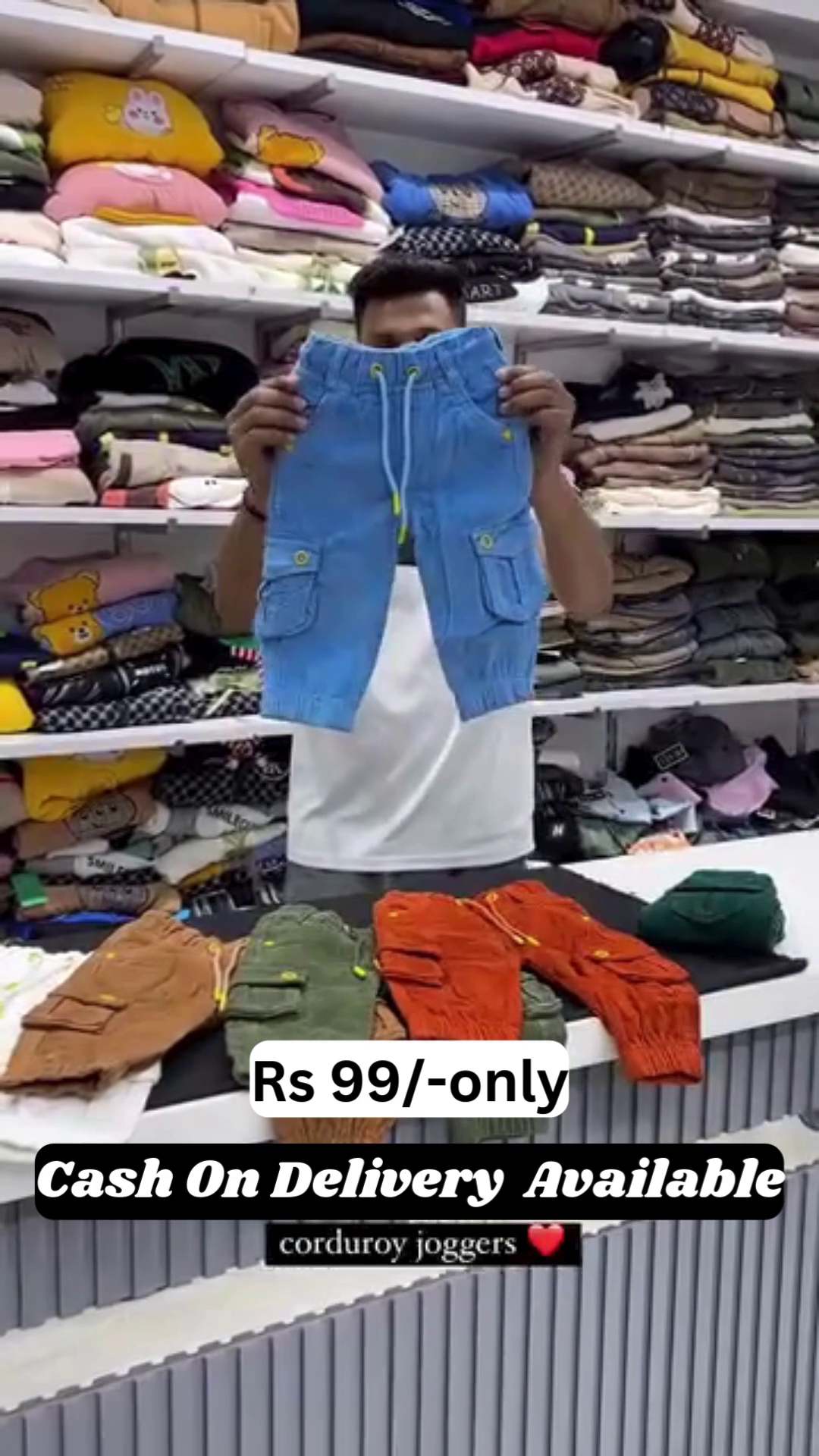 Kids’ Corduroy Cargo Joggers – Only ₹99! | COD Available 💥