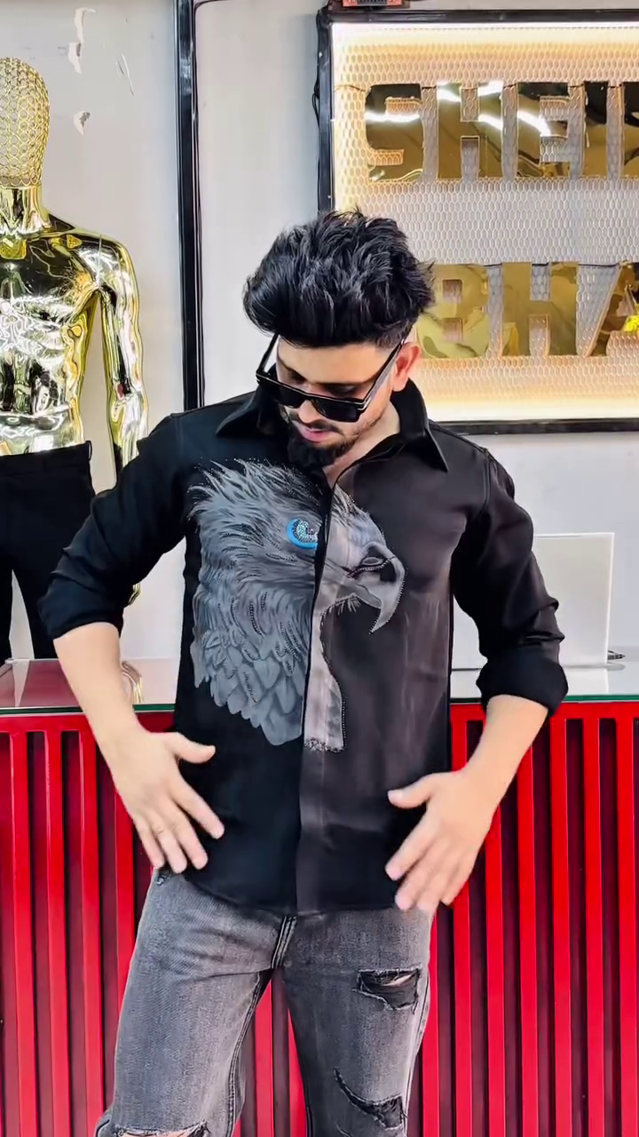 Men’s Fierce Eagle Print Shirt | Lavender Statement Piece | Streetwear Vibe