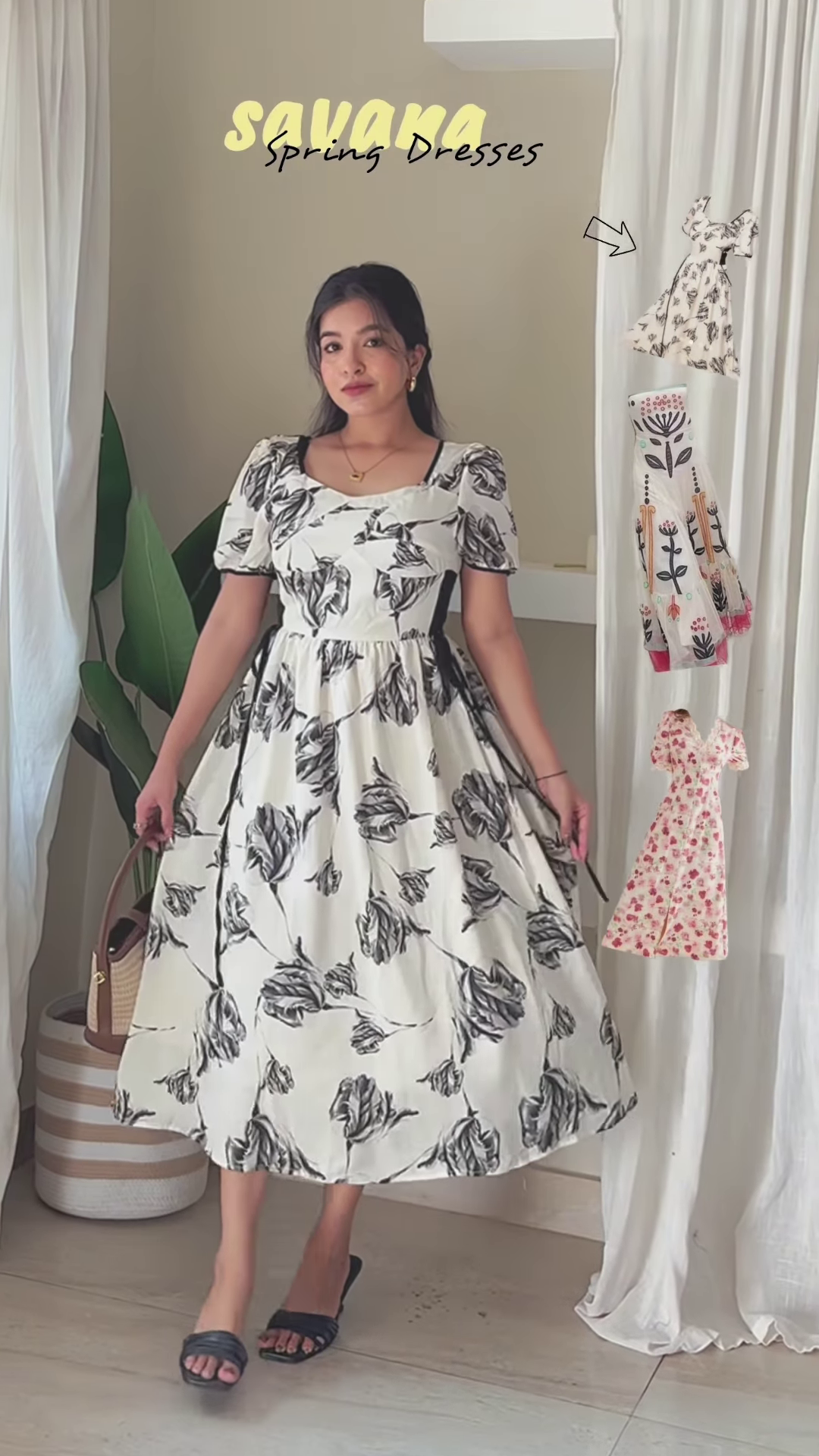 🌿 Boho Bloom Puff-Sleeve Dress