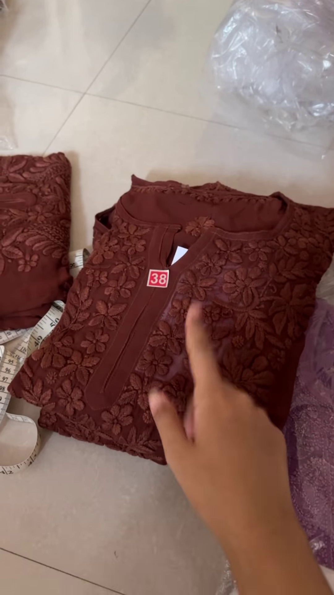 🌸 Rust Brown Embroidered Elegance – Size 38 🌸
