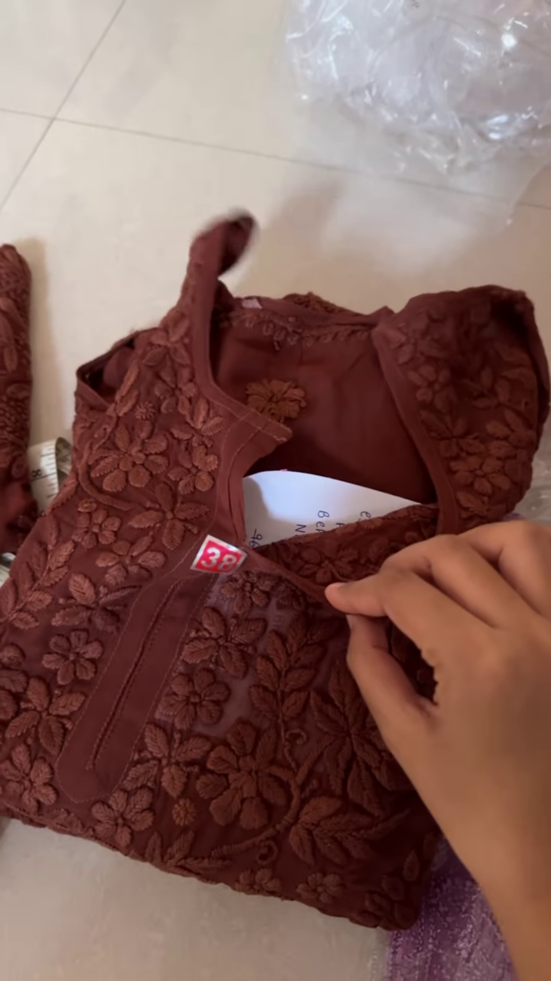 🌸 Rust Brown Embroidered Elegance – Size 38 🌸