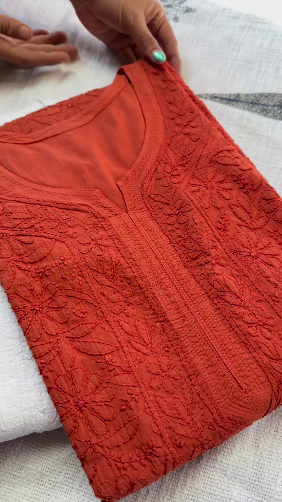 Glowing in Orange, Yellow and Red  – Embroidered Kurta (Size 38) 🧡❤️💛