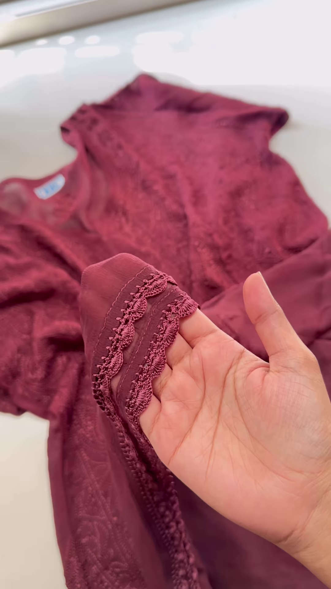🌷 Deep Rose Dream – Dark Pink Embroidered Kurta 🌷