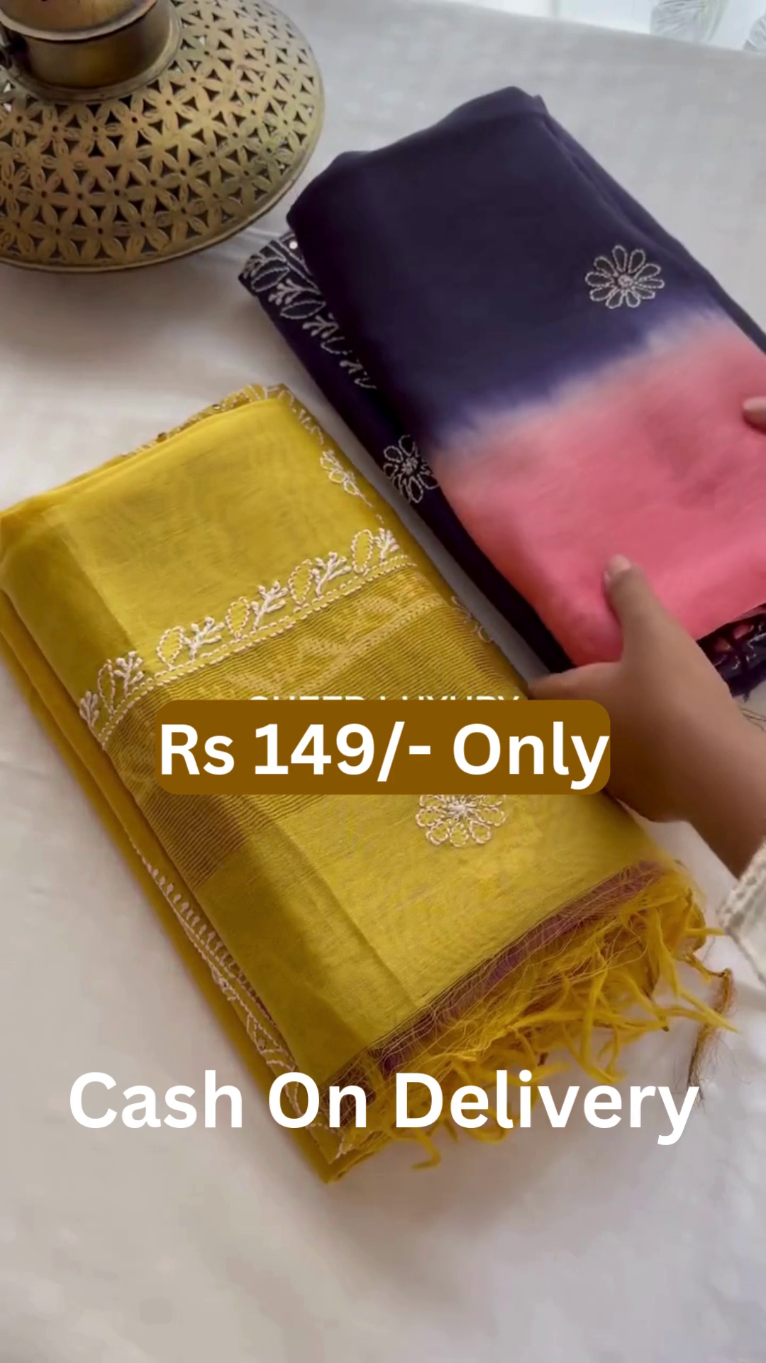 🌈 Trio Magic – Yellow, Blue & Pink Embroidered Kurtas (Size 38) ✨