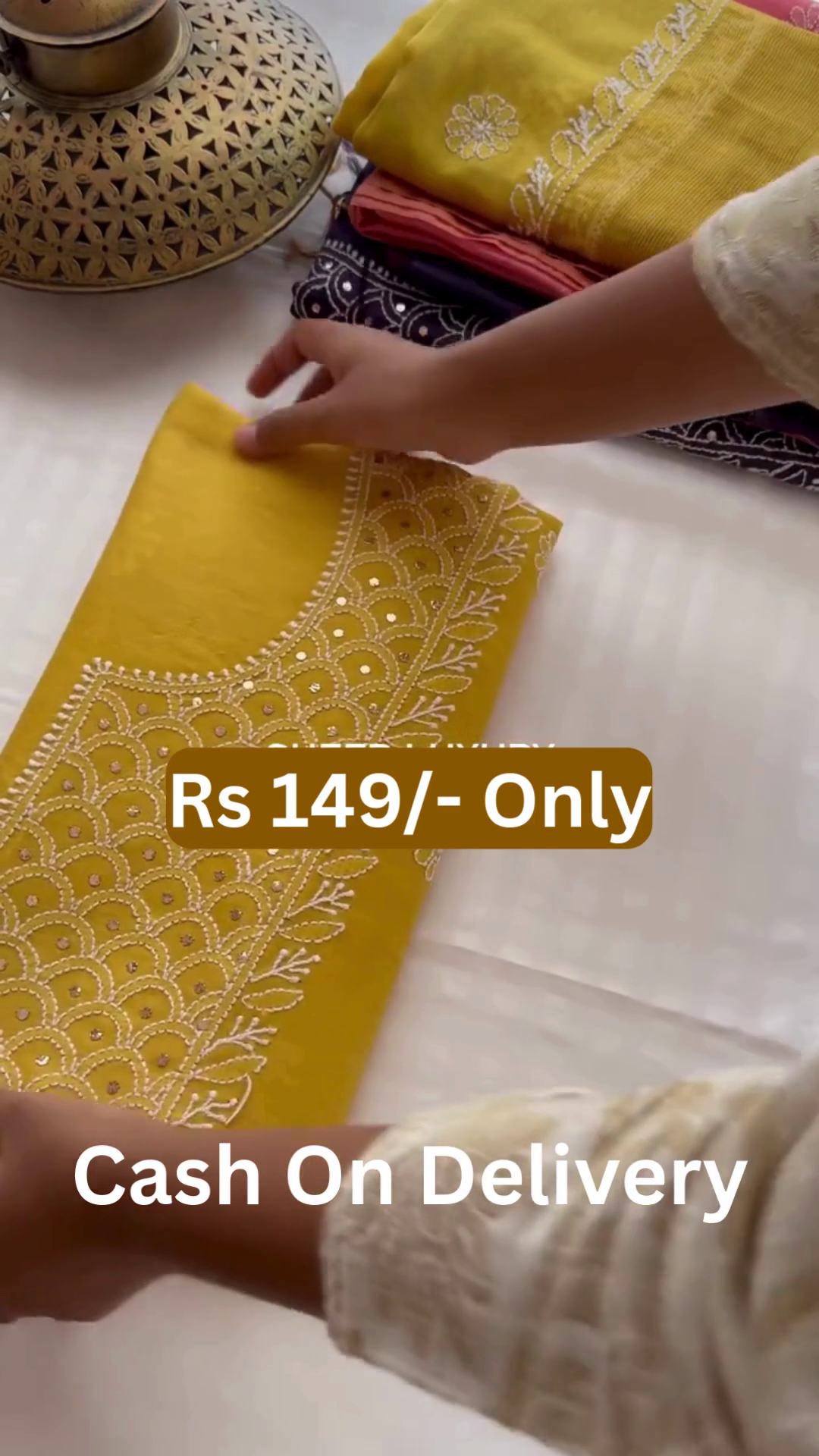 🌈 Trio Magic – Yellow, Blue & Pink Embroidered Kurtas (Size 38) ✨