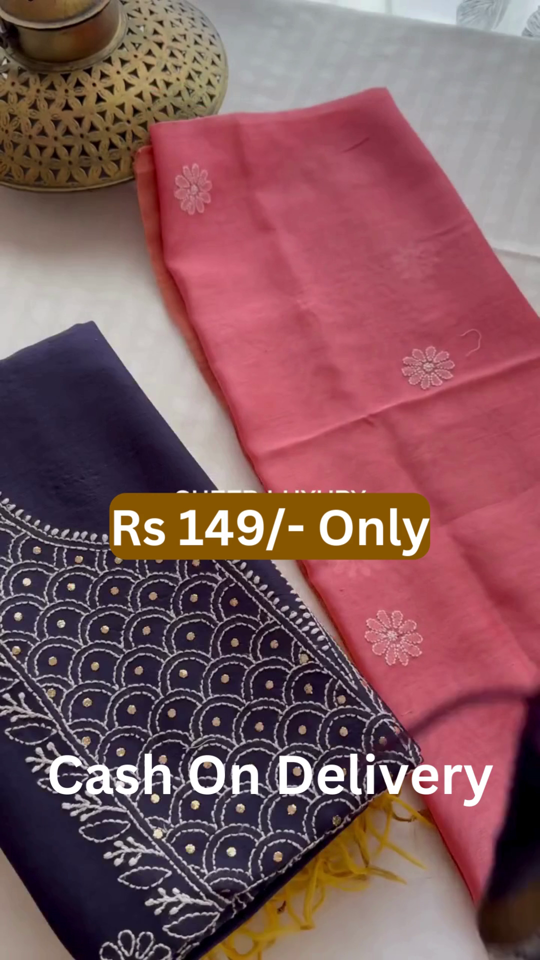 🌈 Trio Magic – Yellow, Blue & Pink Embroidered Kurtas (Size 38) ✨