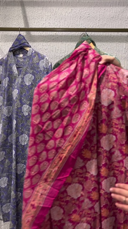 Red Keri Print Cotton Suit Set