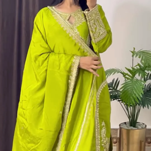 Handwork Kurti With Pant & Fancy Organza Dupatta