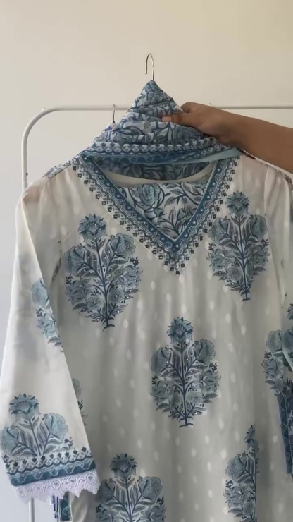 A line style cotton fabric blue color kurta