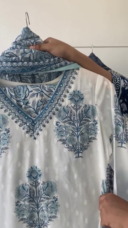 A line style cotton fabric blue color kurta